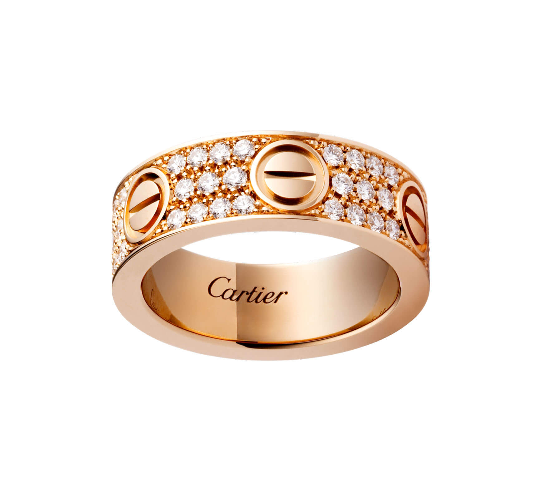 Nhẫn Cartier Love Vàng Hồng 18k Full Kim Hở Logo